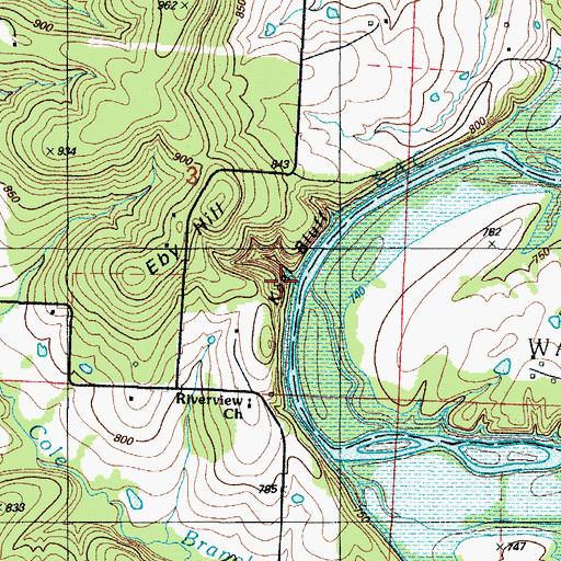 Topographic Map of Keel Bluff, MO