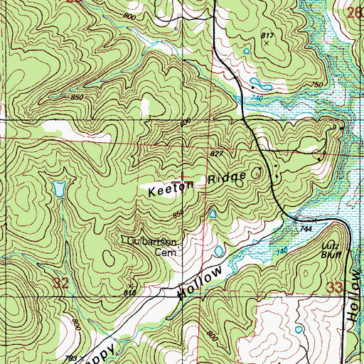 Topographic Map of Keeton Ridge, MO