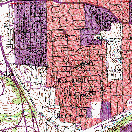 Topographic Map of Kinloch, MO