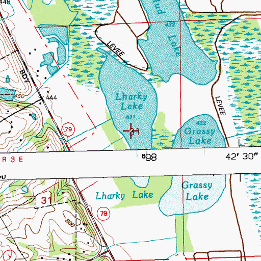 Topographic Map of Lharky Lake, MO