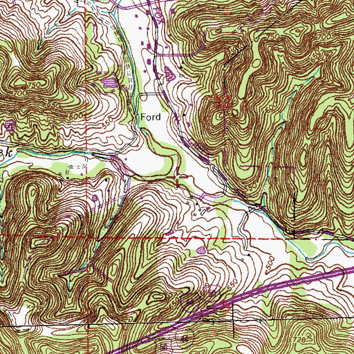 Topographic Map of Little Fox Creek, MO