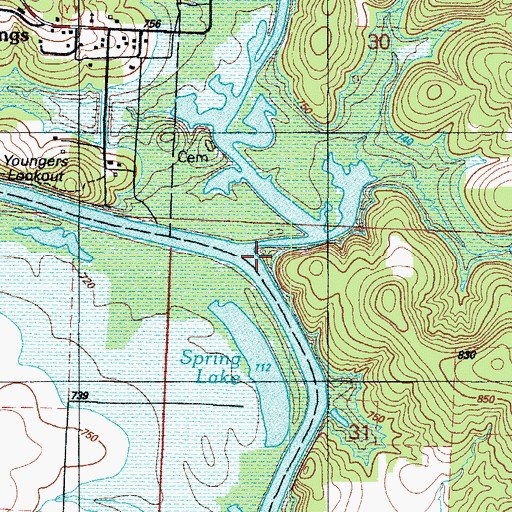 Topographic Map of Little Monegaw Creek, MO