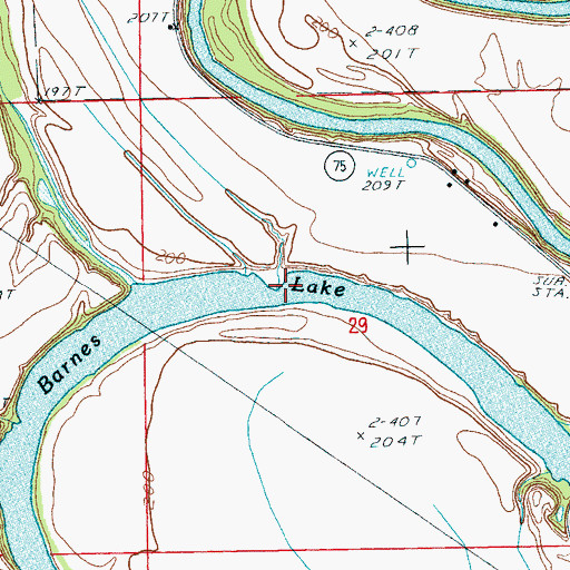 Topographic Map of Barnes Lake, AR
