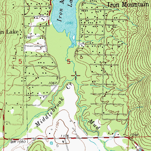 Topographic Map of Middlebrook Creek, MO