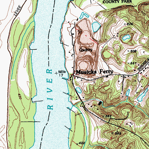 Topographic Map of Musicks Ferry, MO