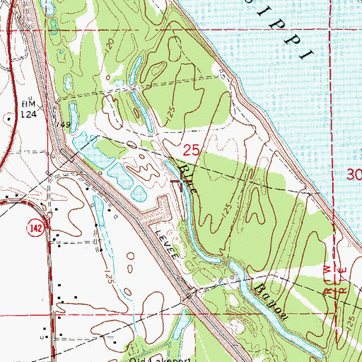 Topographic Map of Blue Bayou, AR