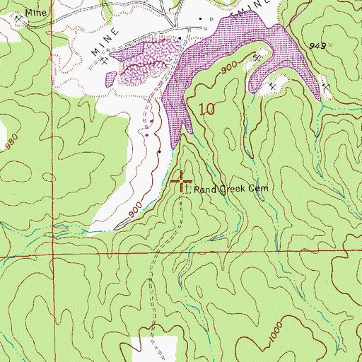 Topographic Map of Pond Creek Cemetery, MO