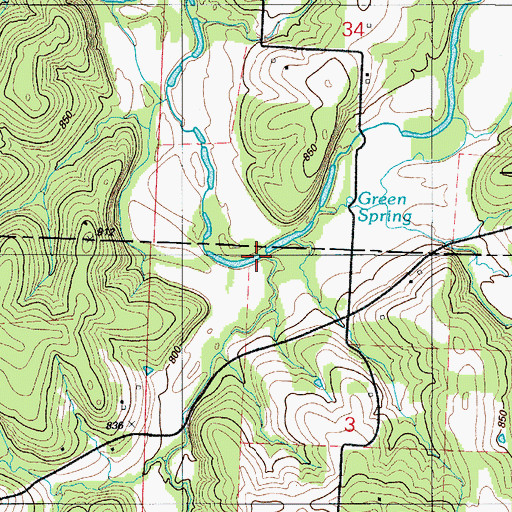 Topographic Map of Price Branch, MO