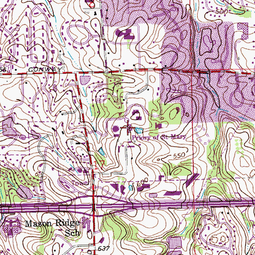 Topographic Map of Priory of Saint Mary, MO