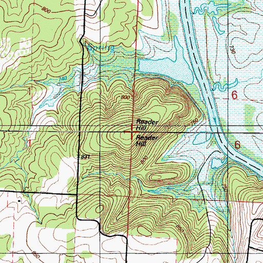 Topographic Map of Reader Hill, MO
