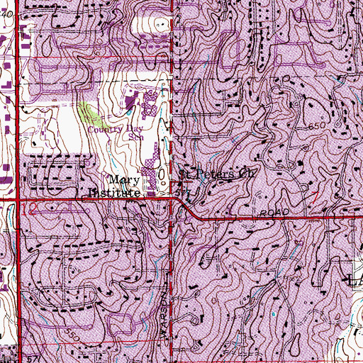 Topographic Map of Saint Peters Church, MO