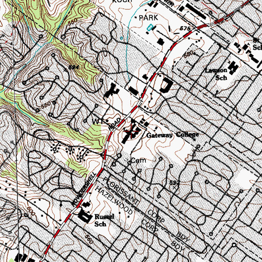 Topographic Map of Saint Stanislaus Seminary, MO