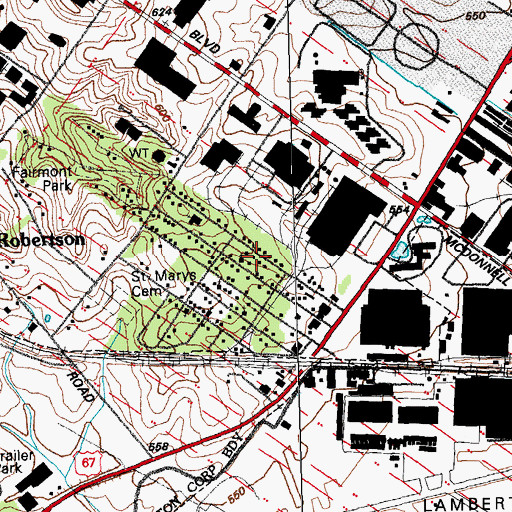 Topographic Map of Scudder School, MO