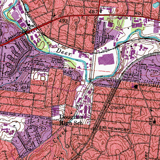 Topographic Map of Shady Grove Creek, MO