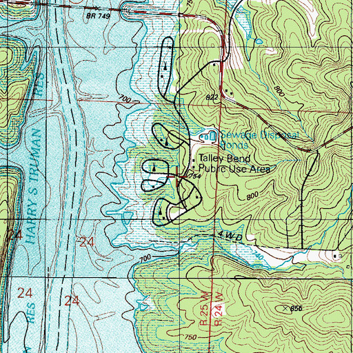 Topographic Map of Shady Grove School (historical), MO