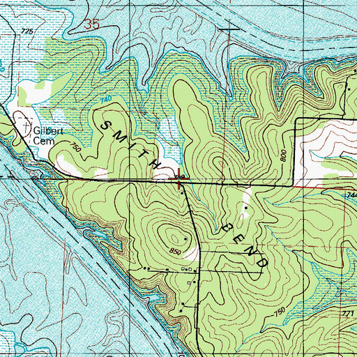 Topographic Map of Smith Bend, MO