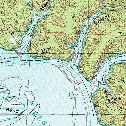 Topographic Map of Suitor Hollow, MO