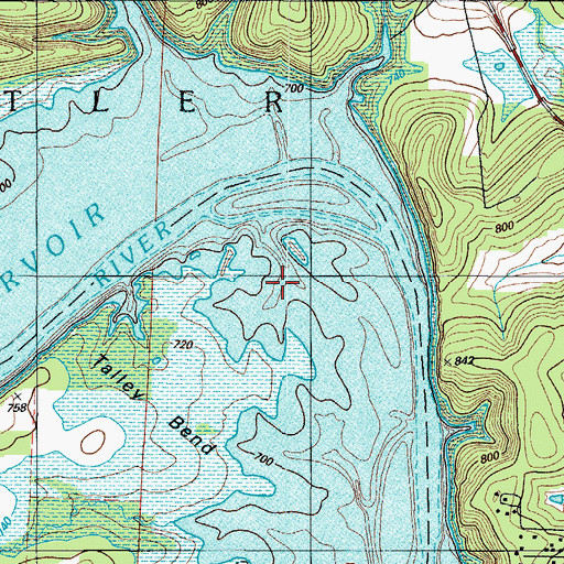 Topographic Map of Talley Bend, MO