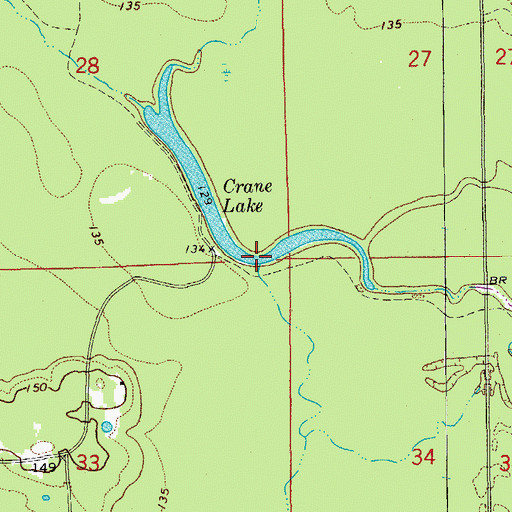 Topographic Map of Crane Lake, AR