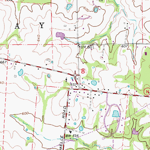 Topographic Map of Pond Fort School (historical), MO