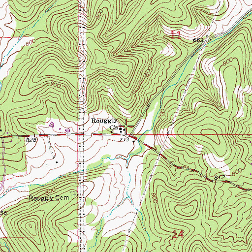 Topographic Map of Rugley School, MO