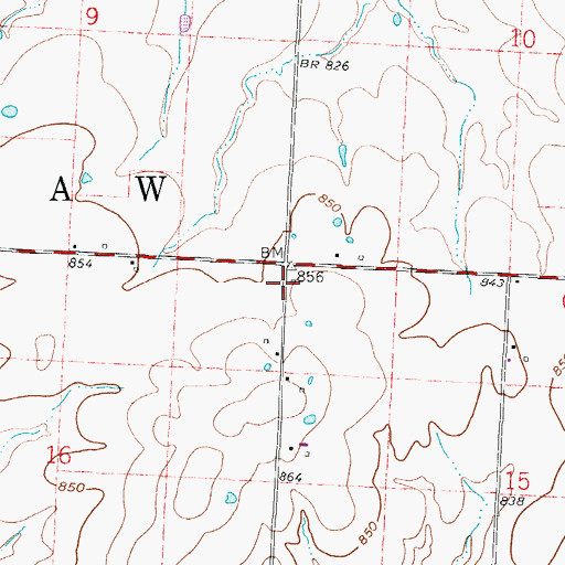 Topographic Map of Center School (historical), MO