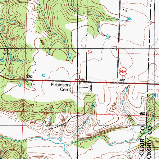 Topographic Map of Mount Victory School (historical), MO