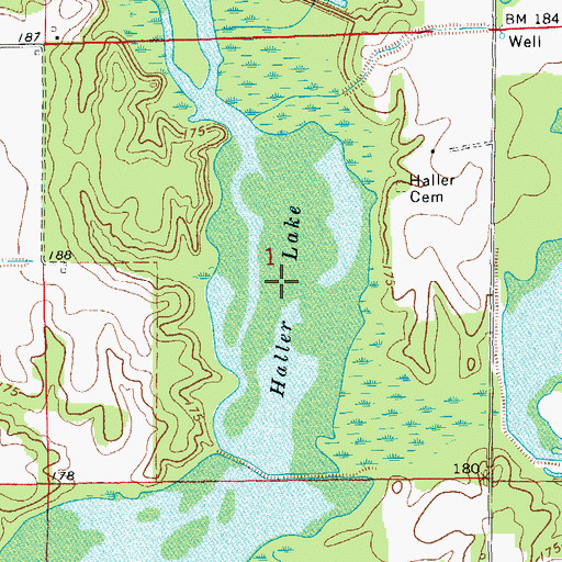Topographic Map of Haller Lake, AR