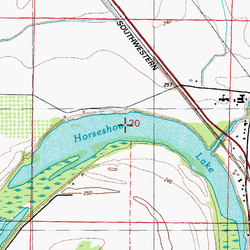 Topographic Map of Horseshoe Lake, AR