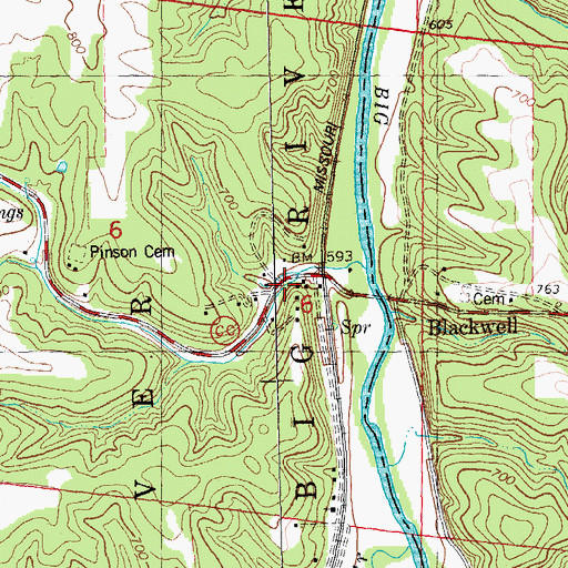 Topographic Map of Blackwell School (historical), MO