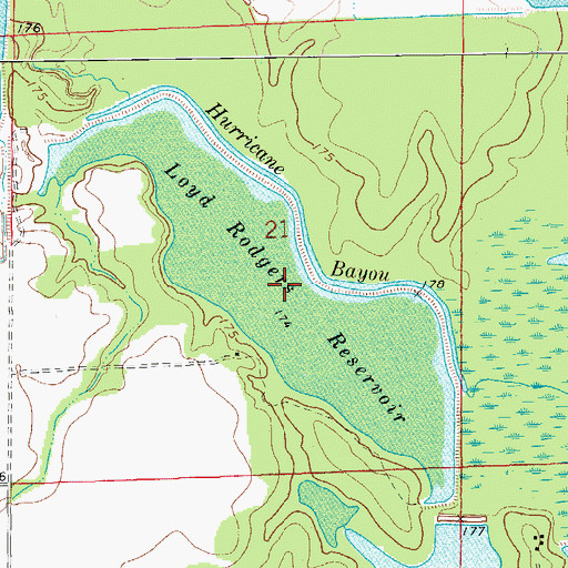 Topographic Map of Loyd Rodgers Reservoir, AR