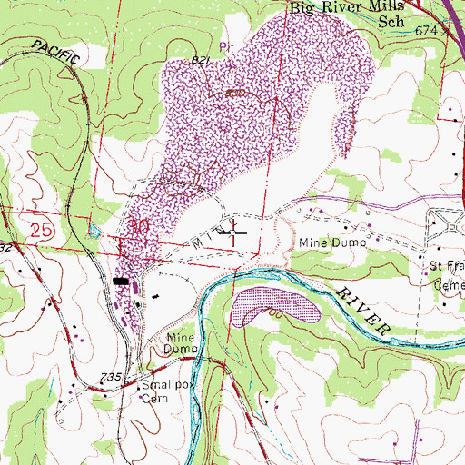 Topographic Map of Dolomite Mines, MO