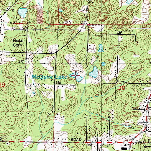 Topographic Map of McQuire Lake, AR