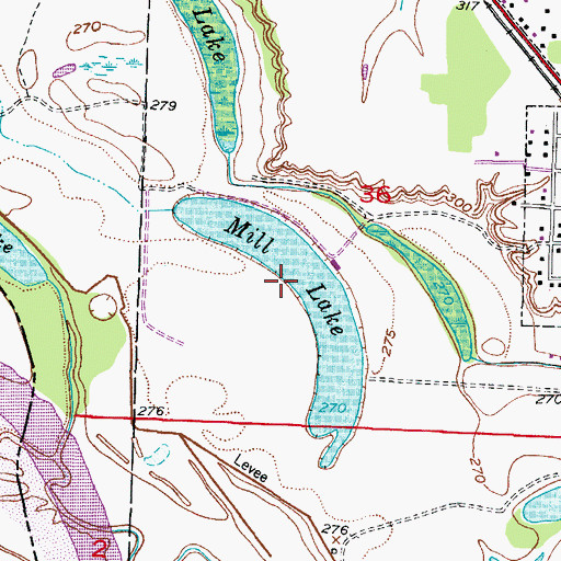 Topographic Map of Mill Lake, AR