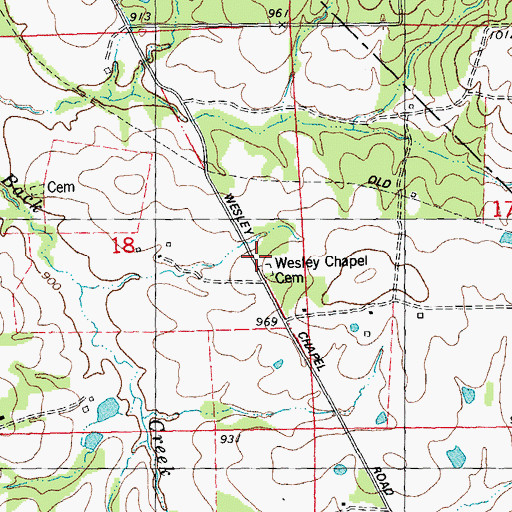 Topographic Map of Wesley Chapel (historical), MO