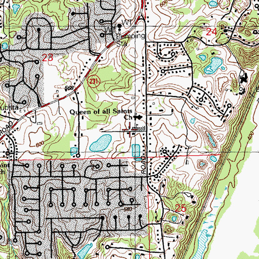 Topographic Map of Queen of All Saints Church, MO