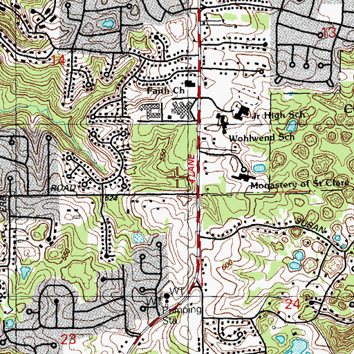 Topographic Map of Monastery of Saint Clare, MO