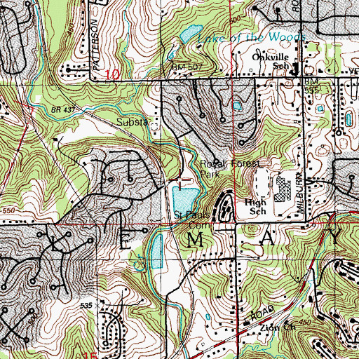 Topographic Map of Royal Forest Park, MO