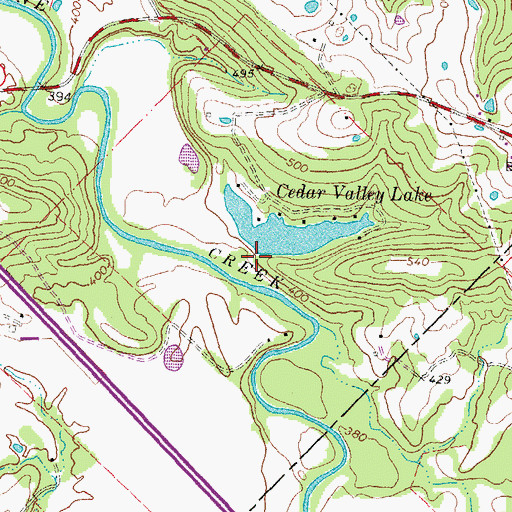 Topographic Map of Cedar Valley Lake, MO