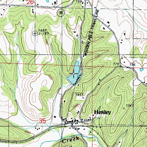 Topographic Map of Henley Lake, MO