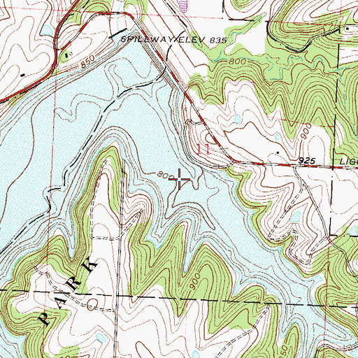Topographic Map of Lake Jacomo, MO