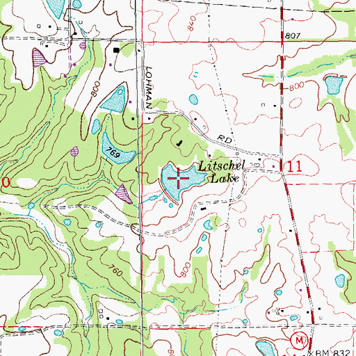 Topographic Map of Litschel Lake, MO
