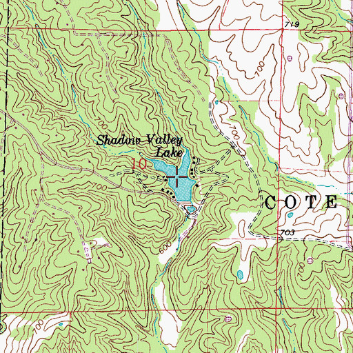 Topographic Map of Shadow Valley Lake, MO