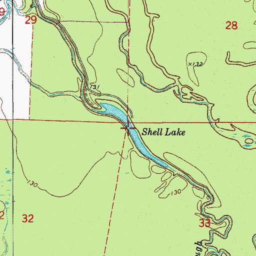 Topographic Map of Shell Lake, AR