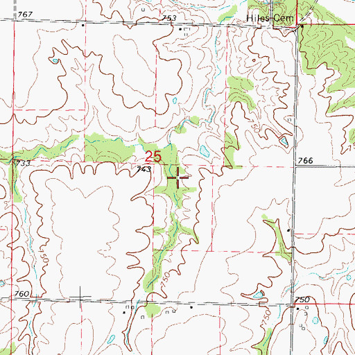 Topographic Map of Shelby County, MO