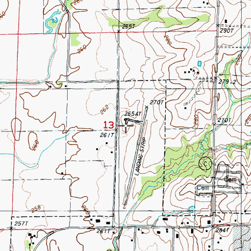 Topographic Map of Albany Municipal Airport, MO