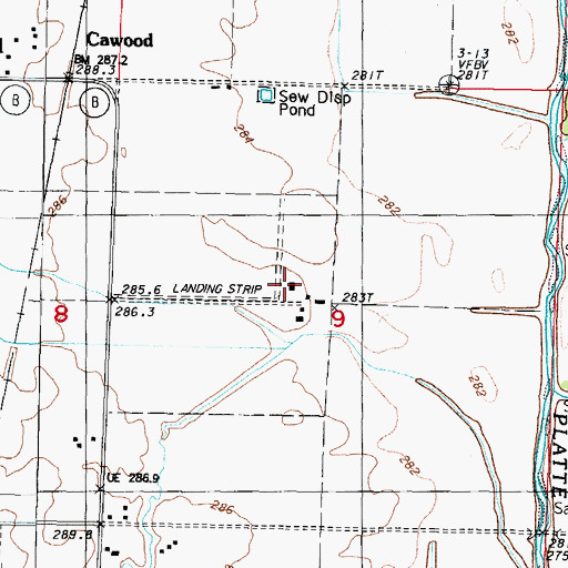 Topographic Map of Hannah Airport, MO