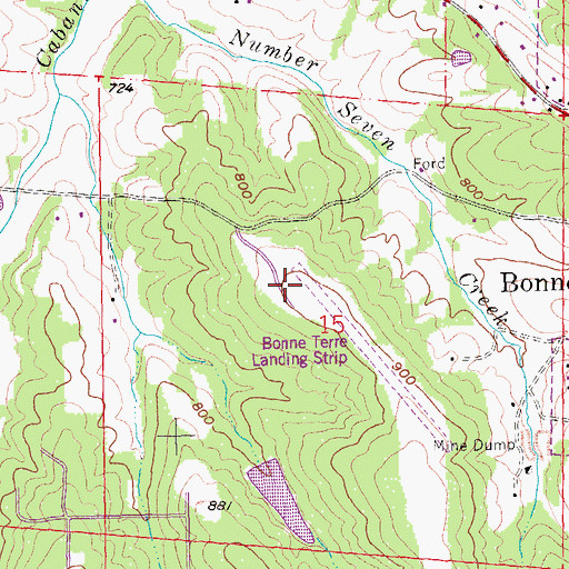 Topographic Map of Bonne Terre Municipal Airport, MO