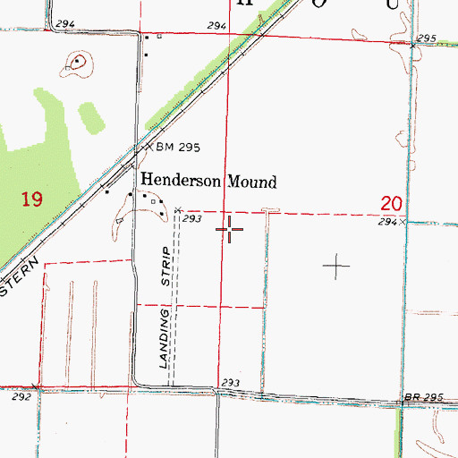 Topographic Map of Henderson Mounds E B G Airport, MO