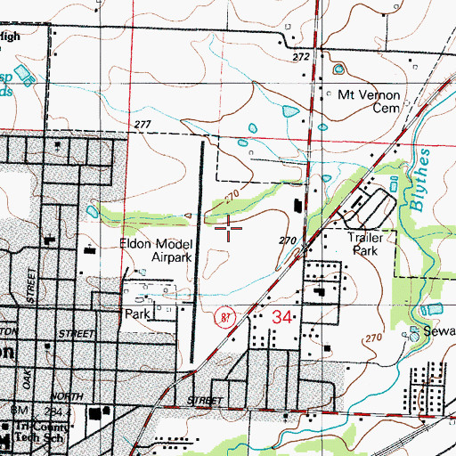 Topographic Map of Eldon Model Airpark, MO